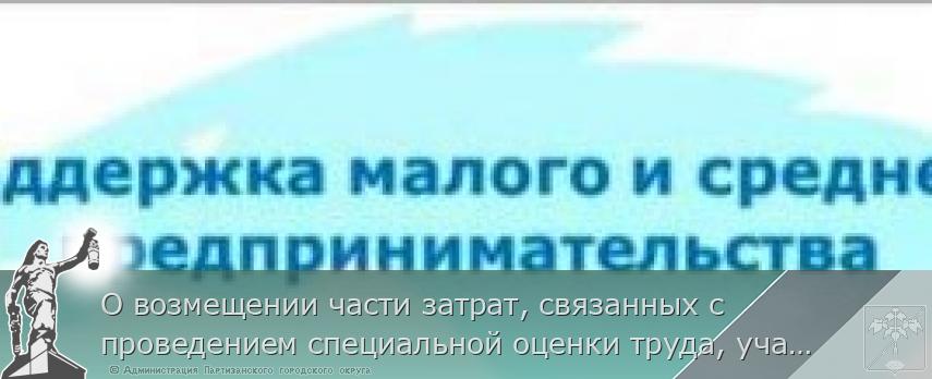 О возмещении части затрат, связанных с проведением специальной оценки труда, участием в выставочно-ярмарочных мероприятиях по муниципальной программе «Содействие развитию малого и среднего предпринимательства Партизанского городского округа&quot;